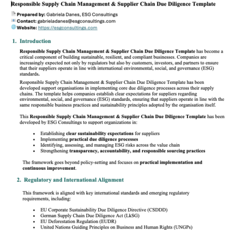 Responsible Supply Chain Management & Supplier Chain Due Diligence Template
